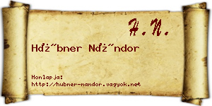 Hübner Nándor névjegykártya